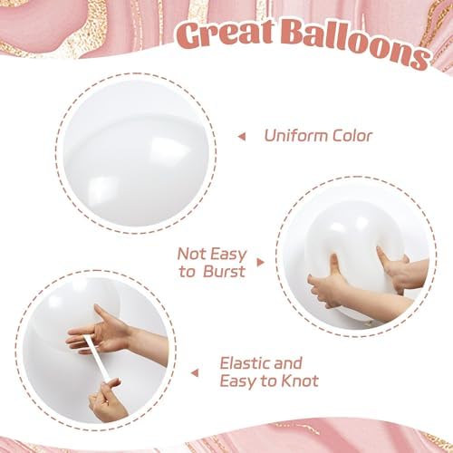 60pcs 12inch Rose Gold Balloons with Pearl White and Confetti Balloons - Image 3