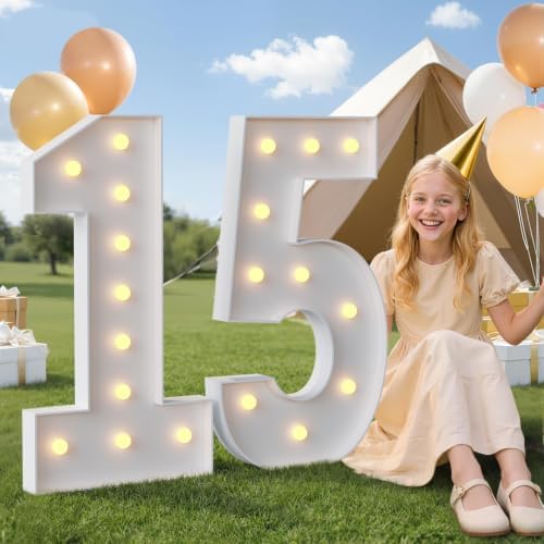 imprsv 4FT Marquee Numbers 15, Light Up Numbers for 15th Birthday Decor - Image 5