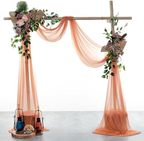 Pack of 1 Wedding Arch Drape Panel Fabric 30" x 100ft - Coral Peach - Image 2