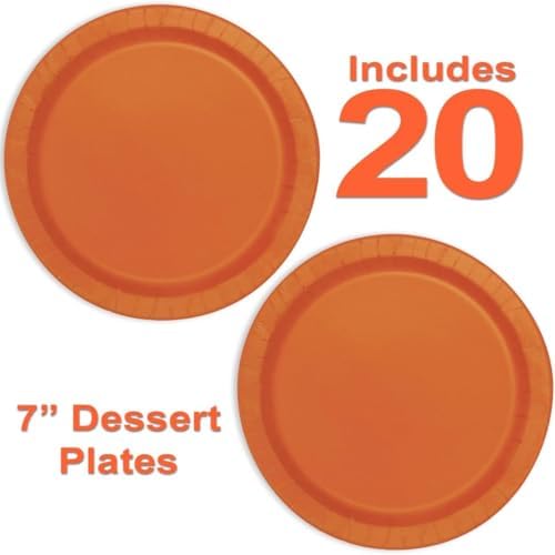 Heavy Duty Orange Party Bundle Paper 9" Dinner plate, 7" Dessert Plates And Napkins, 56 Piece Disposable Paper Party Plate Set - Image 3