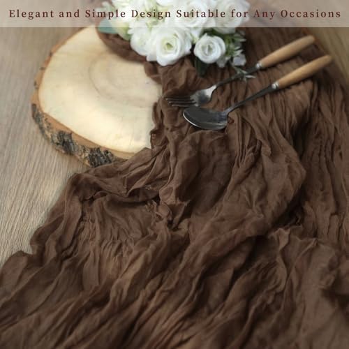 10FT 12 Pack Brown Cheesecloth Table Runner 20 x 120 Inch Long Boho Fabric Rustic Cheese Cloth Table Runner for Wedding Bridal Shower Baby Shower Gauze Sheer Birthday Party Table Decorations - Image 7