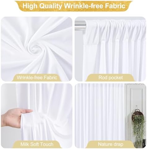 40x10FT White Backdrop Curtains for Wedding Parties, Wrinkle Free Polyester Photography Backdrop Drapes for Wedding Baby Shower Birthday Parties Stage Background Stand Decorations 4x10ft,10 Panels - Image 2