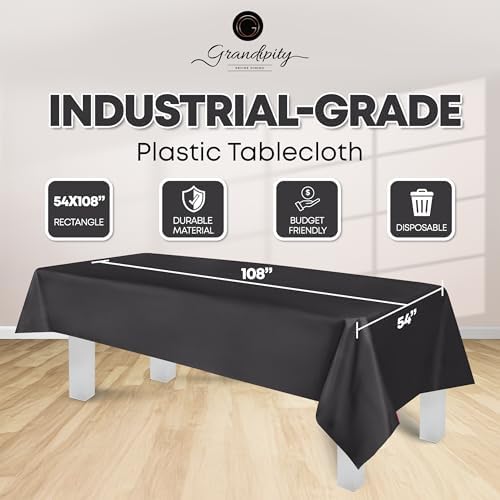 Grandipity Plastic Table Cloth Disposable 12 Pack 54” x 108” Rectangle - Image 2
