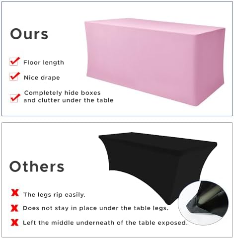 Rectangle Spandex Fitted Tablecloths For Vendor 2 Pcs 48X24 Inch Pink - Image 5