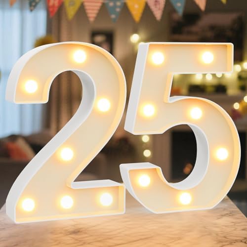 8.86 Inch Marquee Light Up Numbers 25 for Party Decorations by NANXU