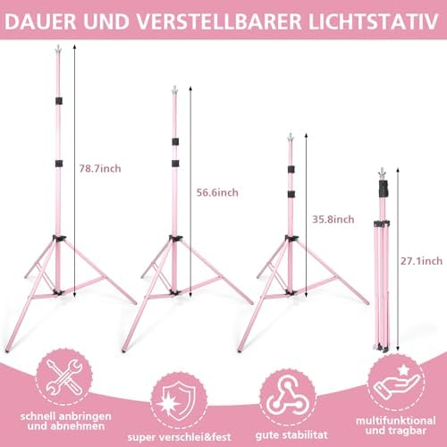Backdrop Stand 10x7ft(WxH) Photo Studio Adjustable Background Stand Support kit with 2 Crossbars, 6 Clamps, 2 Sandbags and Carry Bag for Parties, Events Decoration, Wedding, Photography (Pink) - Image 2
