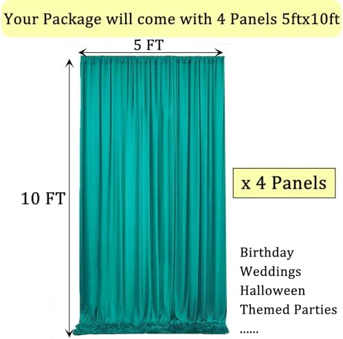 20ft x 10ft Wrinkle Free Turquoise Backdrop Curtains for Parties, Polyester Photo Backdrop Drapes 2 Panels 5x10ft for Wedding Birthday Party Photography Background - Image 2