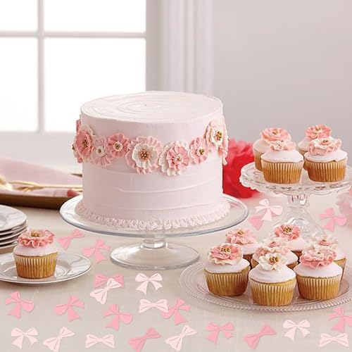 200Pcs Double-sided Pink Bows Confetti Bow Bowknot Table Decorations for Baby Shower Girls Coquette Birthday Party Decoration Bridal Shower Engagement Wedding Bachelorette Party Confetti Supplies - Image 3