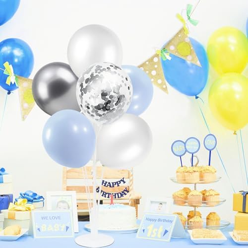 ZJDHPTY 4Set Light Blue Silver Balloon Stand Table Centerpieces Party Decor - Image 5