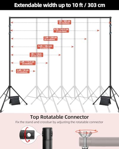 Hemmotop Adjustable Backdrop Stand 10x8.5ft Heavy Duty - Image 3