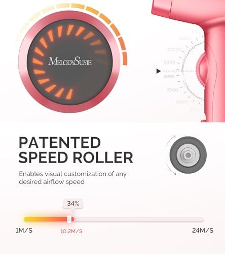 MelodySusie Hair Dryer with Diffuser, 1600W Fast Drying Low Noise Ionic Hair Dryer for Curly Hair with Diffuser,Nozzle and Hair Brush,120,000 RPM Blow Dryer Ideal for Women - Image 4