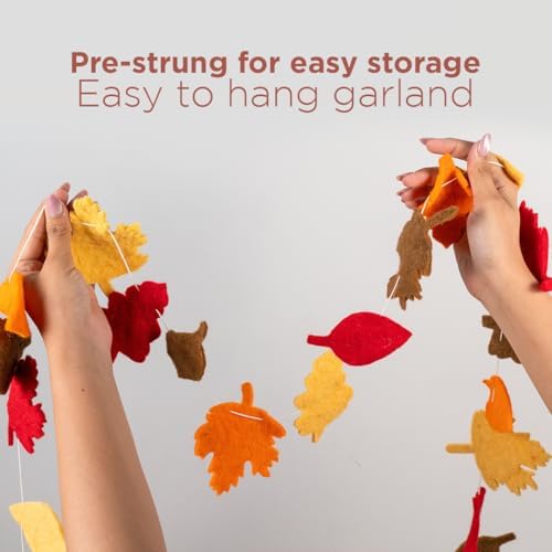 Folkulture Premium Cute Fall Garland, Wool, Mantle, Thanksgiving - 72 Inch - Image 5