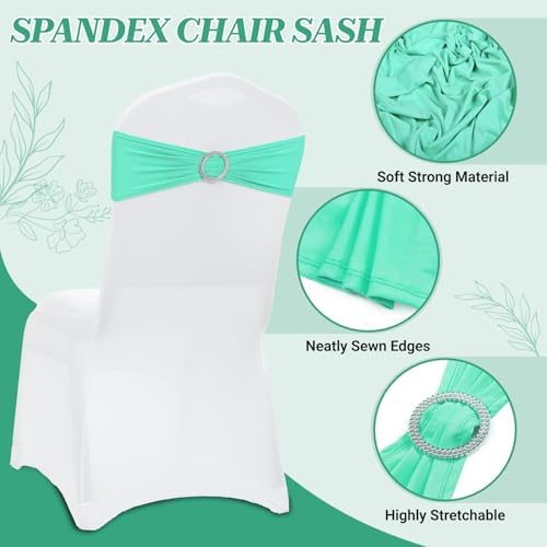 MDS Pack of 50 Spandex Chair Sashes for Wedding Party & Event – Sea Green - Image 3