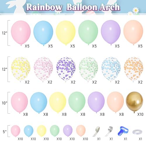 Amandir 164PCS Pastel Rainbow Balloon Garland Kit - Image 4