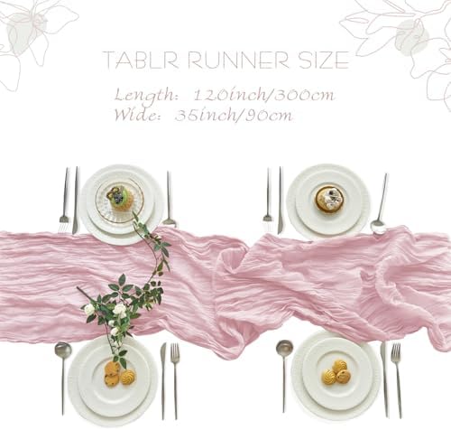 4 Pack Pink Cheesecloth Table Runner for Birthday Party Home Decor - Image 4