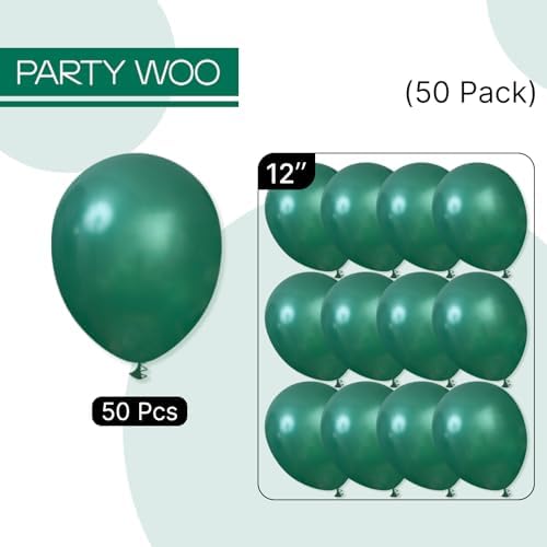 PartyWoo Pearl Dark Green Balloons 50pcs Pearl Emerald Hunter Forest Green - Image 6