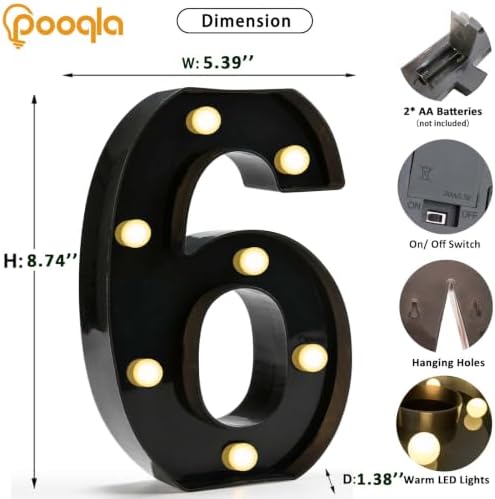 Pooqla Black Light Up Numbers 6, 6th Birthday Decorations for Boys - Image 4