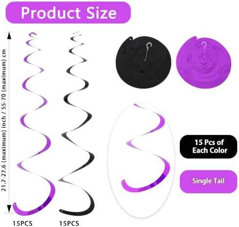 BEISHIDA 30Pcs Black Purple Hanging Swirls for Birthday Halloween Supplies - Image 2