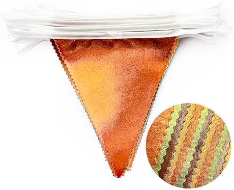 Fall Party Decorations Orange Green Gold Brown Metallic Fabric Triangle Pennant Flag Bunting Banner for Fall Autumn Thanksgiving Wedding Birthday Baby Shower Bridal Shower Engagement Party Supplies - Image 3