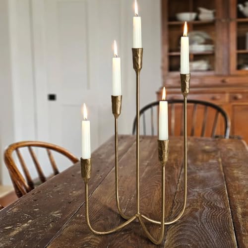 5-Candle Cast Iron Metal Candelabra Candlestick Holders 15 inch - Image 3