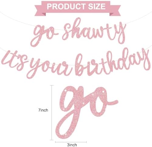 BEISHIDA Dark Pink Pre-Strung Go Shawty It's Your Birthday Banner Decor - Image 2