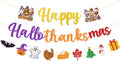 Colorful Glittery Happy Hallothanksmas Banner Holiday Party Decorations by JKQ