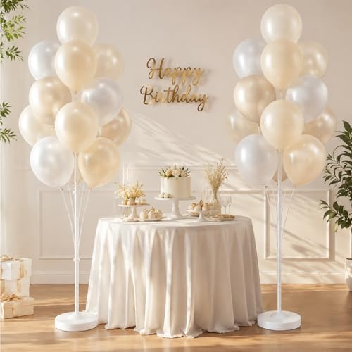 2 Sets 10" White Balloon Column Stand Kit With Base For Party - Image 6