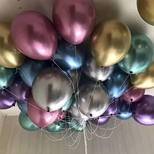 Voircoloria 105pcs Metallic Chrome Party Latex Balloons, 12inch - Image 4