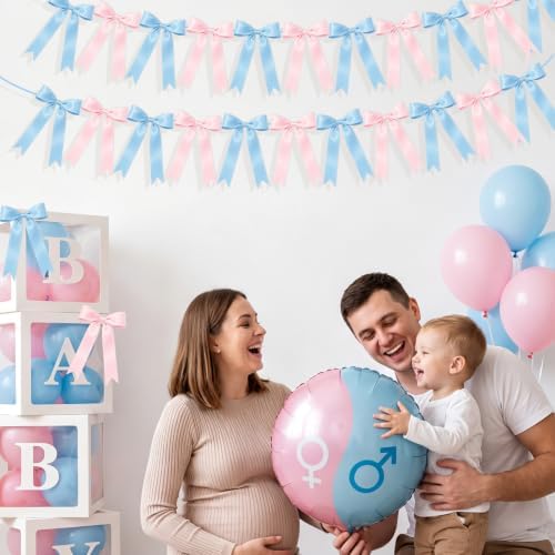 2 Strings Pink and Blue Bow Garland Banner, Gender Reveal Decorations - Image 7