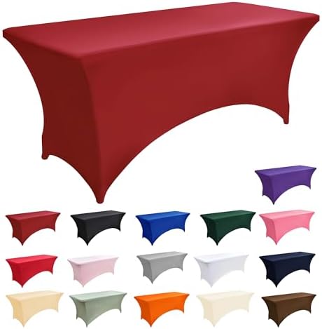 10-Pack 6ft Spandex Table Covers for Rectangle Standard Folding Tables - Wrinkle Resistant Stretch Tablecloths - Ultimate Fitted Table Protector for Parties, Banquet, Wedding - Image 3