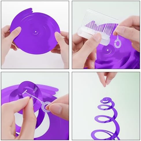 Colorful Ceiling Swirl Foil Decorations Hanging Plastic Streamer Themed Swirl Party Decoration for Halloween Celebration, Pack of 28 (Purple) - Image 5