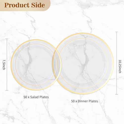 BESTVIP 100PCS Clear Plastic Plate, Disposable Party Plates with 50 Dinner and 50 Dessert Plates, Plastic Plate for Party, Wedding and Birthday - Image 4