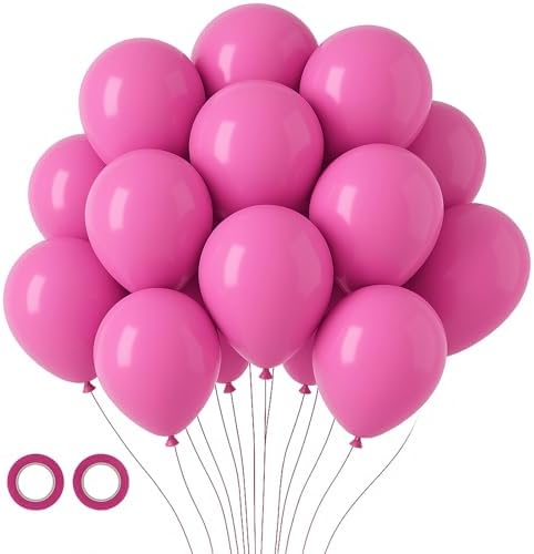 Voircoloria 105pcs Retro Hot Pink Party Latex Balloons, 12inch by Voircoloria