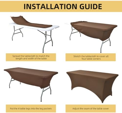 10-Pack 6ft Spandex Table Covers for Rectangle Standard Folding Tables - Wrinkle Resistant Stretch Tablecloths - Ultimate Fitted Table Protector for Parties, Banquet, Wedding - Image 5