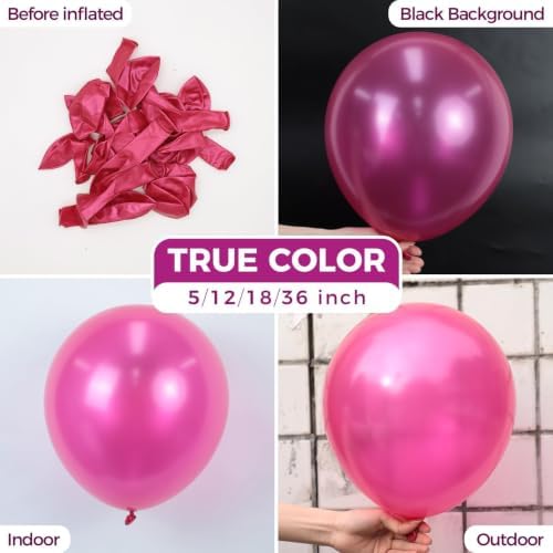 Bezente Pearl Hot Pink Balloons Latex Party Balloons 100 Pack 12 inch - Image 2