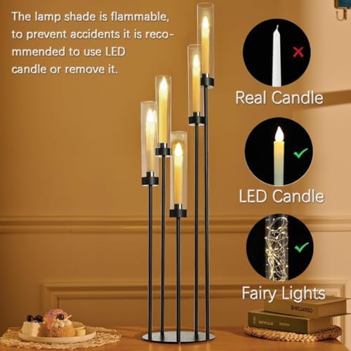 10PCS 39.8'' Tall Matte Black Halloween Candle Holder with Acrylic Shades - Image 4