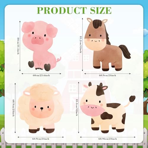 Honoson 4 Pcs Large 24" x 32" Farm Animal Cardboard Cutouts Party Decor - Image 2