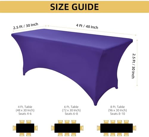 2-Pack 4ft Spandex Table Covers for Rectangular Folding Tables - Wrinkle Resistant Stretch Tight Table Cloths - Ultimate Fitted Table Protector for Parties, Banquet, and Wedding - Image 4