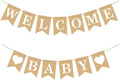 Welcome Baby Banner – Rustic Baby Shower Decorations, Gender Neutral Baby Shower Decor, Pre-Strung Shower Sign, Baby Boy Banner for Party Wall Backdrop by SUWOW