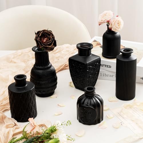 Black Glass Bud Vase Set of 22 Pcs,Small Bud Vases in Bulk,Glass Crystal Flower Vases Table Centerpieces for Party Event Wedding Decor Baby Shower Decorations (Classic Black, 22 Pcs) - Image 6
