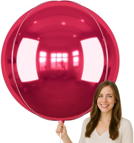 50 Inch Burgundy Red Round Foil Balloons 3pcs Large Deep Red Balloons by vibzox