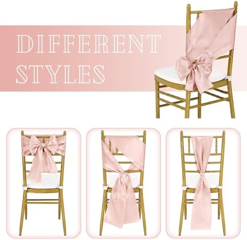 fani 120 PCS Satin Chair Sashes, 7x78 Inch, Rose Gold - Image 4