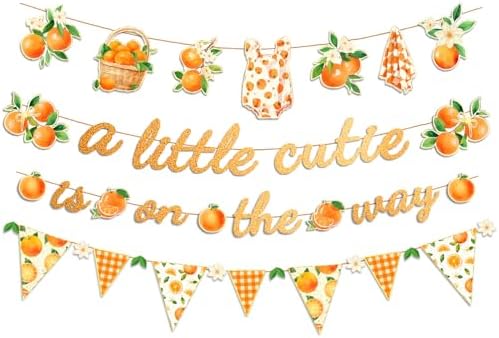 NICROHOME EUR Baby Shower Decorations, 4PCS Glitter Little Cutie Banners by NICROHOMEEUR