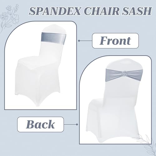 Pack of 150 Spandex Chair Sashes for Wedding Party, Event – Metallic Silver - Image 4