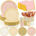 Mimorou 338 Pcs Rose Gold Plates Napkins Cups Flatware Set by Unknown