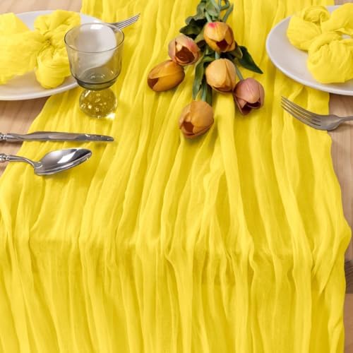 Yellow Cheesecloth Table Runner Fall Wedding Picinc Decor 10ft, 2 Pack - Image 4