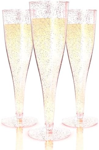Prestee Disposable Champagne Flutes, 4.5 oz Plastic Champagne Glasses by Prestee
