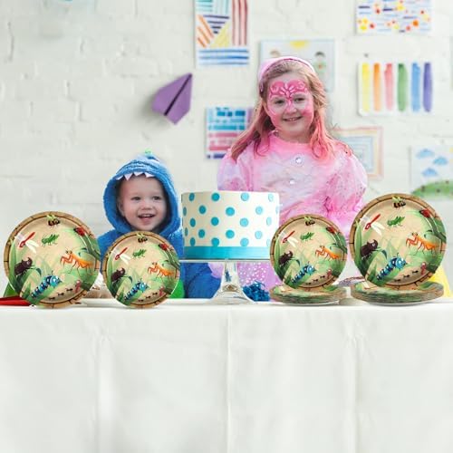 Qyeahkj 100 Pcs Bug Party Plates Napkins Supplies, Spring Summer Ladybugs Bee Reptile Birthday Party Tableware Set Insect Birthday Party Decorations Favors for Boys Girls Serve 25 - Image 6