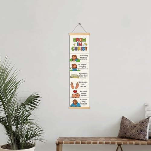 Christian Decor, Grow in Christ Poster, Bible Lesson Banner for Home Church Classroom Decoration, Inspirational Religious Gift, Family Hanging of Scripture and Words Decorations 13 - Image 4