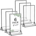 Floroom 6 Pack 5x7 Inch Clear Acrylic Sign Holders, Black Border Double-Sided Vertical Picture Frames & Display Stands for Table Numbers, Photos, Menus, Flyers, Weddings, Parties & Events by Floroom